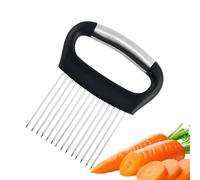 Porte-tranche d'oignon en acier inoxydable, fruit d'oeuf à fruits multifonctionnels Signer d'oignon épingle à viande lâche, outil de tranchage portable avec poignée pour la maison