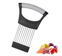 Porte Tranche Oignons, Acier Inoxydable Coupe-Citron, Support à Oignons Amélioré, Coupe-Légumes, Alimentaire Tranche Assistant, Tout en Un Porte Oignon, Outil de Coupe pour Viande Légumes Fruit (Gris)