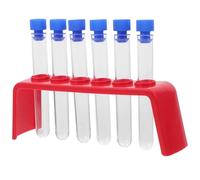 Porte Tubes à Essai Kit d'expérimentation scientifique, Tubes à essai en plastique transparent avec support, ensemble d'équipement de laboratoire for l'éducation, Tube découverte 6 pièces