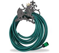 Porte Tuyau Chouette support pour tuyau jardin mural enrouleur nostalgique fonte HxlxP: 23 x 24 x 15 cm, gris