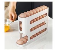 Porte-œufs à roulettes automatique à 4 couches avec système FIFO, boîte de rangement et organiseur, grande capacité pour la cuisine, peut contenir jusqu'à 30 œufs, jaune