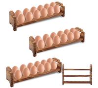 Porte-œufs de Comptoir, Porte-œufs Frais en Bois à 3 Pneus Porte-Œufs Empilable en Bois, Peut Contenir Jusqu'à 36 œufs Frais, pour Recueillir des œufs Frais, Panier de Rangement