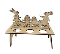 Porte-œufs de Pâques créatif en bois avec motif de poule de dessin animé - Étagères - Décoration de fête de vacances