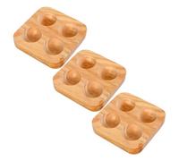 Porte-œufs pour Réfrigérateur 3 Pièces en Bois Caoutchouc, 4 Emplacements | Double Rangée, Visibilité des Œufs, Design Antichoc, Placement Polyvalent Cuisine et Restaurant