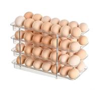 Porte-œufs pour réfrigérateur avec mécanisme de roulement automatique pour ranger 12 ou 14 œufs dans un espace économique, design facile à nettoyer (4 niveaux)