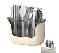Porte-ustensiles à 3 compartiments - Transparent Silverware Caddy Organiseur avec sections divisées | Récipient de rangement pour fourchettes, cuillères, couteaux, outils de cuisine, organisation du