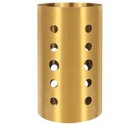 Porte-ustensiles cylindrique en acier inoxydable doré 10 x 17,5 cm - Organiseur de vaisselle et égouttoir pour comptoir de cuisine avec trous de drainage ronds, support pour fourchette, couteau