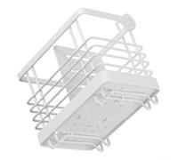 Porte-ustensiles de cuisine en acier inoxydable avec séparateur et côtés ventilés ouverts, organisateur de comptoir de cuisine avec patins antidérapants (blanc, taille S)