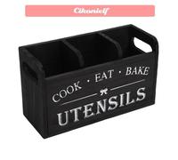Porte-ustensiles de Cuisine, Organisateur D'ustensiles en Bois avec 3 Compartiments pour Maison et Restaurant, 26,8x15,3 Cm