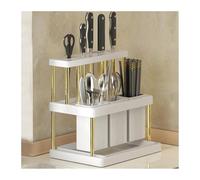 Porte-ustensiles de cuisine, organisateur d'ustensiles, support de pot à ustensiles for comptoir, rangement en plastique, égouttoir de grande capacité, panier de rangement, organisateur de couverts(Wh