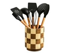 Porte-ustensiles de cuisine | Organiseur rotatif en bois | Support de couverts de cuisine | Pour spatules, baguettes, batteur à œufs, pinces, maison, dortoir, ferme