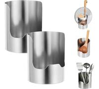Porte-Ustensiles De Cuisine Pour Comptoir,Rangement Ustensiles Cuisine，2PC | Panier D’ustensiles En Acier Inoxydable,Grand Recipient à Ustensiles Pour Comptoir,Range Couvert,Décoration De Cuisine