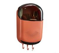 Porte-ustensiles de cuisine pour cuillères, fourchettes, baguettes avec système de montage mural, couvercle de protection et espace de repos horizontal intégré pour téléphone (orange)