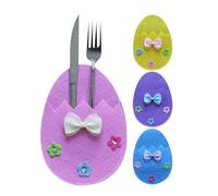 Porte-ustensiles de Pâques, Sac à Couverts en Feutre, 4X Ensemble de Sacs à Couverts de Pâques, Tapis de Rangement pour Couverts de Festival pour Les réunions de Famille en Vacances