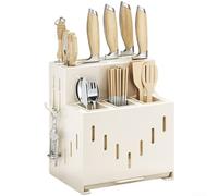 Porte-ustensiles de salle à manger avec seau à cuillère et compatible avec comptoir de cuisine pour un rangement pratique de divers ustensiles, y compris fourchettes et couteaux (blanc)