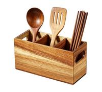 Porte-Ustensiles En Bois | Extra Large Rustique Avec 3 Compartiments | Support pour ustensiles de cuisine - Pour Maison Cuisine Restaurant Camping Barbecue Spatule Louche Cuillère Fourchette Ciseaux