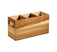 Porte-ustensiles en bois rustique avec 3 compartiments extra large | Support d'ustensiles de cuisine pour spatule, louche, fourchette, cisaillement, maison, restaurant, barbecue