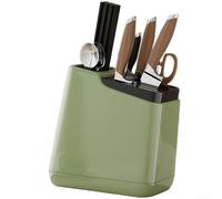 Porte-ustensiles multifonction en plastique pour cuisine, organiseur de couverts en ABS avec plateau de drainage pour l'organisation du comptoir (vert)