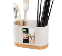 Porte-ustensiles - Porte-couverts 18,6 x 12 cm, usage multifonctionnel | Organisateur pour ustensiles de cuisine en PP avec compartiments, égouttoir pour cuillère, spatules, fourchette, évier