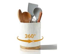 Porte-ustensiles rotatif à 360°, extra large de 17,5 cm, organiseur d'ustensiles en céramique stable, pour ustensiles de cuisine, décoration de cuisine