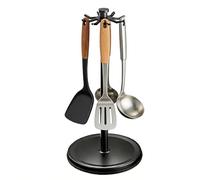 Porte-ustensiles rotatif - Aluminium 21,7x44,5 cm avec 8 crochets | Organisateur de cuillères avec support de spatule de cuisine rotatif à 360 degrés | Tige d'agitation maison restaurant ferme