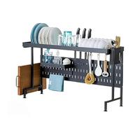 Porte-vaisselle au-dessus de l'évier,Porte-égoutt 2 Tiers Retractable Large Over The Sink Dish Drying Rack, for All Sinks, Adjustable Large Capacity Sink Rack, Stainless Steel Drain Rack to Save Spac