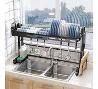 Porte-vaisselle au-dessus de l'évier,Porte-égoutt Large Over The Sink Dish Drying Rack Adjustable Large Capacity Stainless Steel Drainer Rack Kitchen Organizers Storage Rack