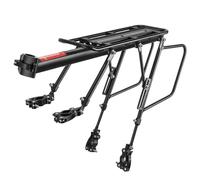 Porte-vélos robuste avec étagère, siège intégré et feu arrière LED, noir