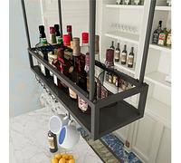 Porte-verre à vin réglable noir Upside Down Bas-bine Strelt sous le support de vestiaire en fer suspendu étagère de bouteille à vin suspendu étagère de décoration de plafond pour bars, restaurants,