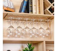 Porte-Verre à Vin Suspendu En Métal, support de verre à vin sous étagère, Cintre de rangement pour verres à pied, pour étagère d'armoires de restaurant de cuisine(Gold,60cmx22.5cm/23.6inx8.8in)