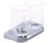 Porte-verre Bravat Metasoft 816210 Double, cylindrique, en verre transparent, chromé
