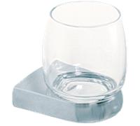 Porte-verre Bravat Metasoft 816410, verre transparent bombé, chromé