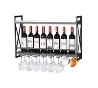 Porte-verres à vin 60/80/100 cm à fixation murale pour bar/pub - Porte-bouteille de vin - Style vintage - 100 x 20 x 52 cm
