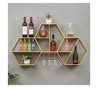 Porte-Verres à vin en métal monté au Mur, Porte-Verres à vin Suspendu Une Combinaison créative de Formes hexagonales Armoire de Rangement, Rack décoratif Mural pour vin (Couleur : Or, Taille
