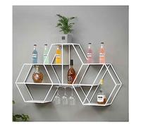 Porte-Verres à vin en métal Mural, Porte-Verres à vin Suspendu Une Combinaison créative de Formes hexagonales Armoire de Rangement, Rack décoratif Mural (Couleur : Blanc, Taille : 123x18x65c