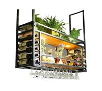 Porte-verres à vin industriel à suspendre - Support mural pour cuisine, salle à manger, bar et club - Solution de rangement décorative pour verre à vin au plafond