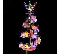Porte-Verres à Vin Lumineux en Fer Support à Cocktails Décoratif à LED Accessoires et Décoration de Bars Casier à Vin pour Bars, Discothèques et Réunions de Famille(33 * 33 * 65cm)
