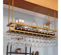 Porte-verres à vin suspendu de style Light Luxury, Étagère de rangement haute capacité fixée au plafond, à hauteur réglable - Idéal pour cuisine domestique, bar et restaurant haut d Gold 120cm/47.2in