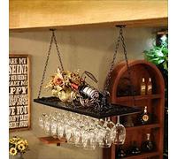 Porte-verres à vin vintage en fer forgé à suspendre pour verres à vin, champagne marron, 80 x 31 cm