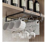 Porte-verres sans perçage - Fixation à clip - Acier au carbone - Noir - 24.2x26.7x8.5cm