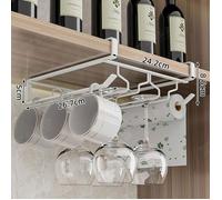 Porte-Verres Suspendu Sans Perçage - Acier au carbone - Blanc - Fixation Clip Cuisine & Bar - 24.2x26.7x8.5cm