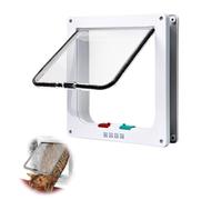 Porte Verrouillable à 4 Voies,Chatière Transparente,Porte Silencieuse pour Chat,Porte pour Animaux de Compagnie pour Chats,Chatons et Chatons,Entrée et Sortie Contrôlable (Blanc S 19X20X2)