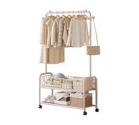 Porte-vêtements à roulettes en métal - Chariot à linge polyvalent et support de suspension avec panier de rangement en fil métallique - Parfait pour le couloir et la confection de vêtements
