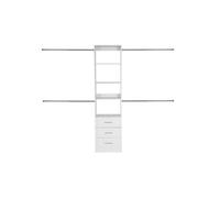 VEVOR Système de placard avec 3 tiroirs, système d'organisation de placard en bois à hauteur réglable, porte-vêtements avec 4 tringles à vêtements rétractables, pour rangement de chambre, blanc