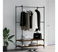 vidaXL Porte-vêtements avec étagères chêne fumé bois d'ingénierie Marron