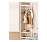 Porte-vêtements élégant en métal avec 3 étagères et 4 crochets de suspension - Portemanteau d'angle polyvalent avec 2 cintres pour pantalons, pour entrée, chambre à coucher, salon - Noir, 37 x 37 x
