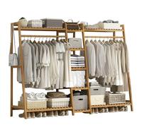 Porte - Vêtements En Bambou Armoire Ouverte Armoire Autoportante Rangement Avec étagères à 7 Niveaux, Pour Armoire Tringle Meuble,Pour Chambre Et Salon