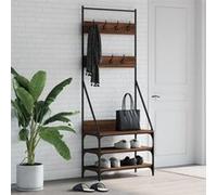 Porte vêtements et rangement des chaussures chêne marron Chêne marron G
