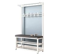 Porte-vêtements exquis - Banc à chaussures - Porte-manteau 3 en 1 - Porte-manteau d'entrée - Banc à chaussures avec porte-manteau, étagère de rangement robuste et facile à assembler (couleur : blanc +