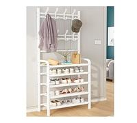 Porte-vêtements exquis porte-manteau, porte-vêtements, organisateur en métal avec banc, meubles de chambre à coucher d'entrée pour vêtements, chapeau, chaussures, sac à main, facile d'accès (couleur :